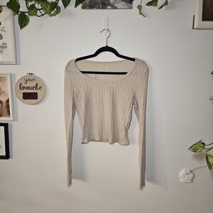 *FREE IN A BUNDLE* Ribbed Cream Knit Cropped Long Sleeve Top